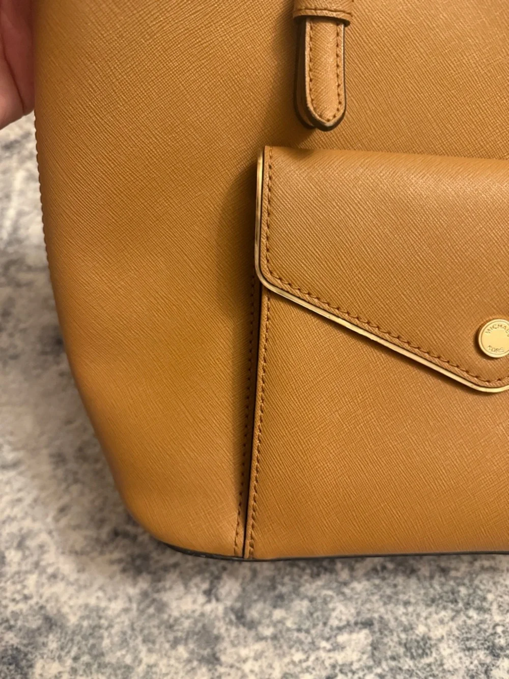 Michael Kors Cognac Saffiano Leather Tote with Front Pocket - Picture 6 of 16